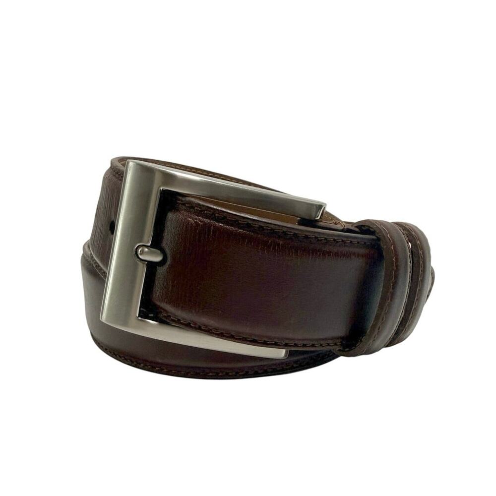 Allen Edmonds Leather Belt Chili Brown Silver Buckle 36 Mens Dress Belt 39506